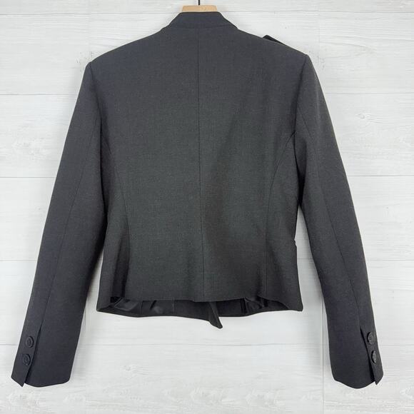 Zara Fitted Blazer Jacket with Tabs Medium Dark Gray Academia Double Breasted - Picture 6 of 16